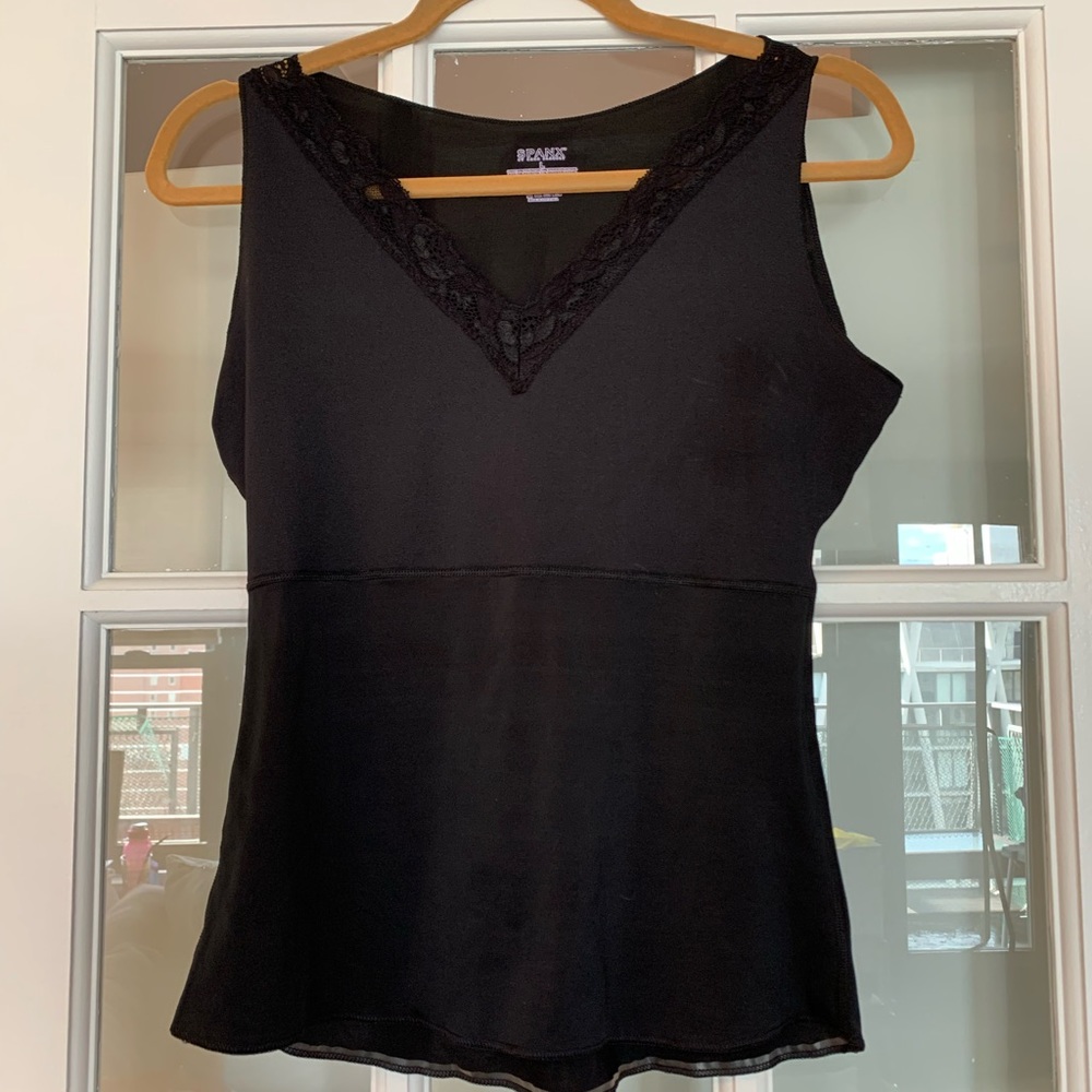 Black Spanx Lace V Neck Tank Top Shapewear Large